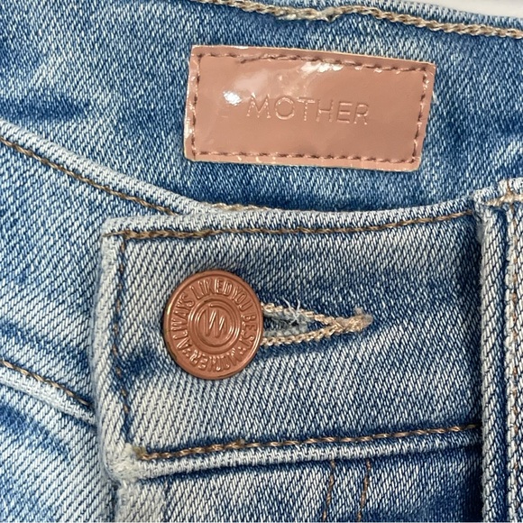 MOTHER The Hustler Ankle Fray Au Revoir Jeans 24 High Rise Light Wash Denim Boho - Picture 7 of 16